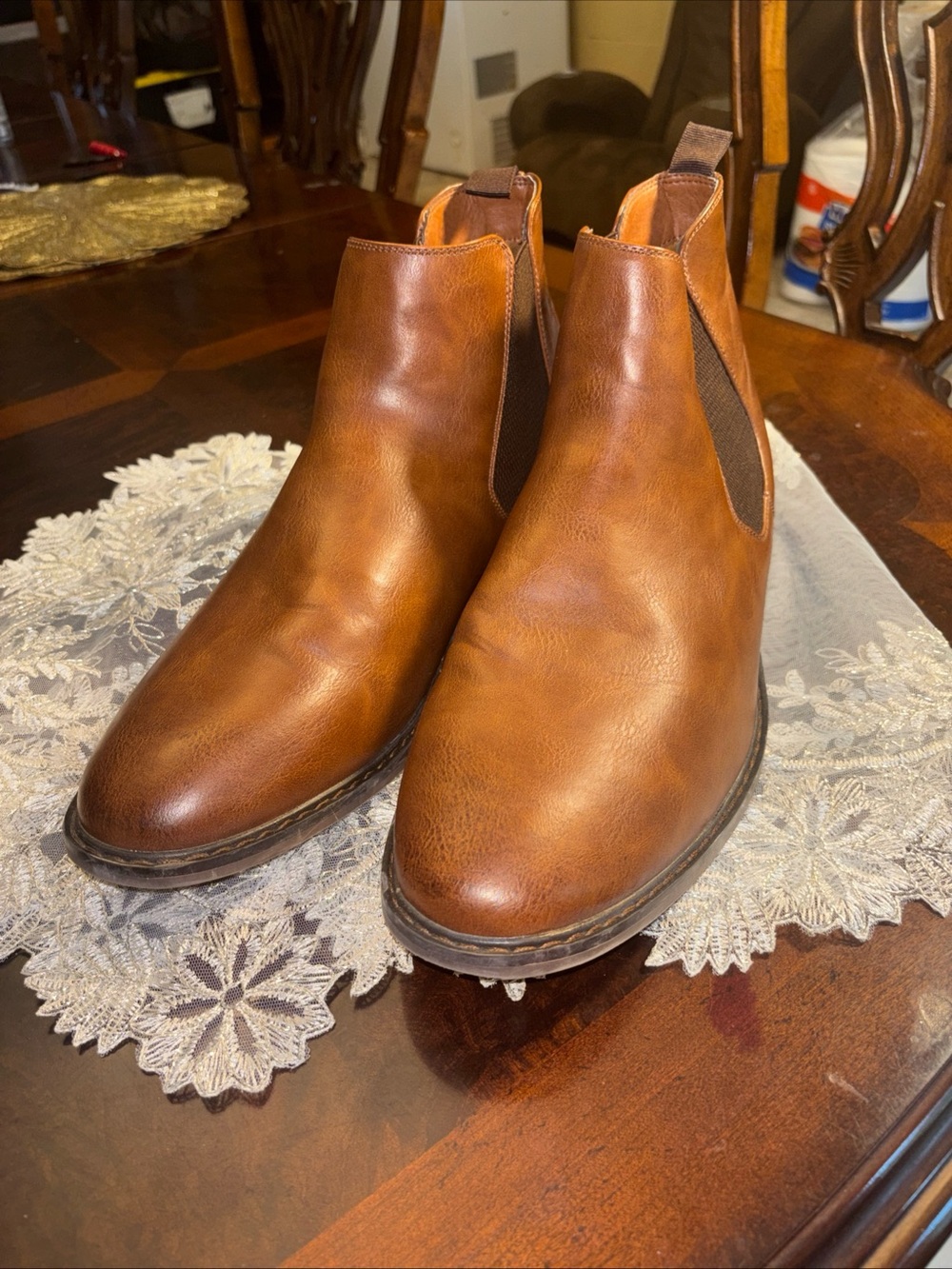 Men's Slip-On Boat Shoes Chelsea Style in Cognac Brown